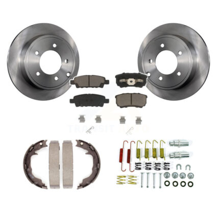 Rear Disc Rotors Ceramic Pads Parking Shoes Hardware Kit For Jeep Patriot Dodge Chrysler K8C-104335