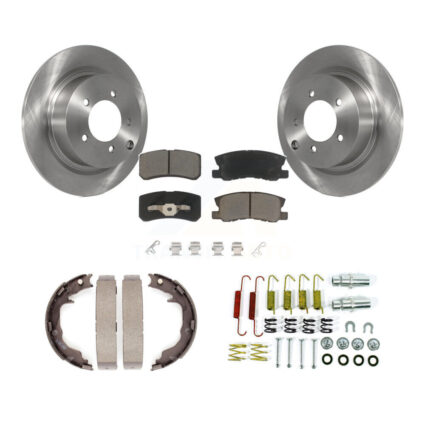 Rear Disc Rotors Ceramic Pads Parking Shoes Hardware Kit For Jeep Patriot Chrysler Dodge K8C-104336