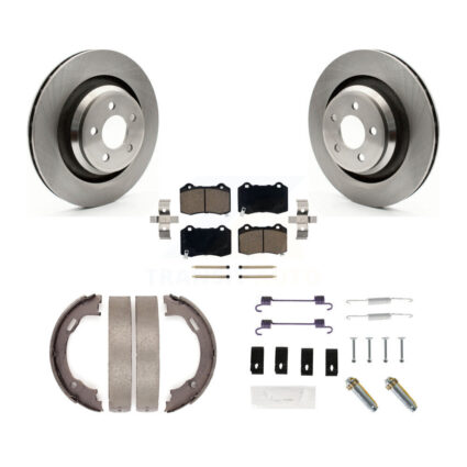 Rear Disc Rotors Ceramic Pads Parking Shoes & Hardware Kit For Dodge Charger Chrysler 300 K8C-104346