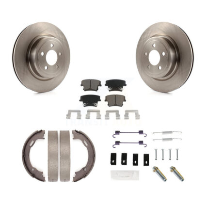 Rear Disc Rotors Ceramic Pads Parking Brake Shoes & Hardware Kit For Dodge Charger Magnum K8C-104347