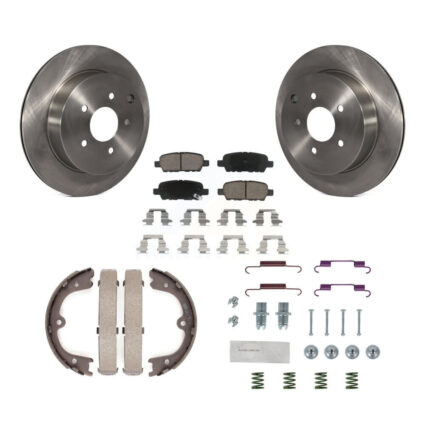 Rear Disc Rotors Ceramic Pads Parking Shoes Hardware Kit For Nissan Murano INFINITI QX60 K8C-104353