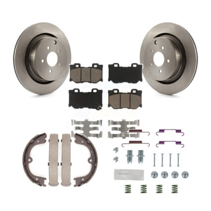 Rear Disc Rotors Ceramic Pads Parking Shoes & Hardware Kit For INFINITI Q50 M37 FX50 QX70 K8C-104354
