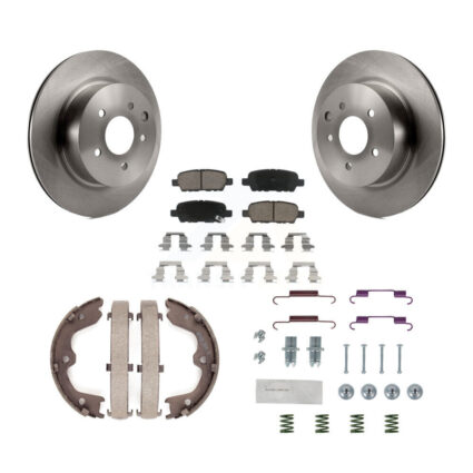 Rear Disc Rotors Ceramic Pads Parking Shoes & Hardware Kit For INFINITI Nissan Maxima G37 K8C-104355