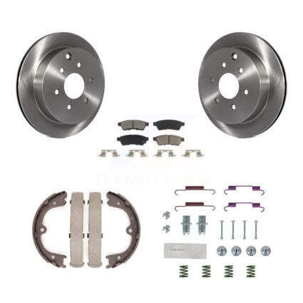 Rear Disc Rotors Ceramic Pads Parking Brake Shoes Hardware Kit For Nissan Frontier Xterra K8C-104357