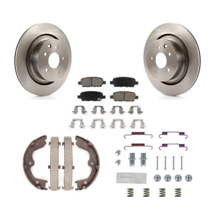 Rear Disc Rotors Ceramic Pads Parking Brake Shoes And Hardware Kit For INFINITI G35 Q60 K8C-104359