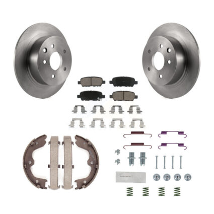 Rear Disc Rotors Ceramic Pads Parking Brake Shoes & Hardware Kit For Nissan Altima Maxima K8C-104360