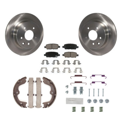 Rear Disc Rotors Ceramic Pads Parking Brake Shoes And Hardware Kit For INFINITI G35 K8C-104366