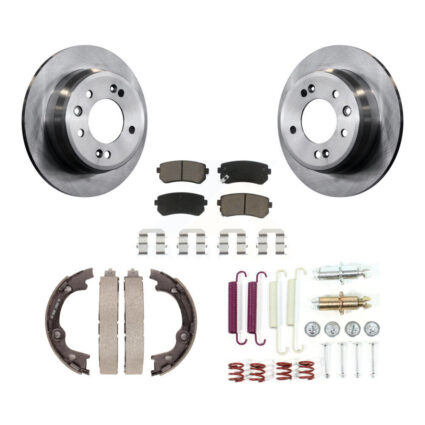 Rear Disc Rotors Ceramic Pads Parking Brake Shoes And Hardware Kit For Hyundai Elantra K8C-104370