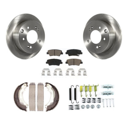 Rear Disc Rotors Ceramic Pads Parking Brake Shoes And Hardware Kit For 2010-2013 Kia Soul K8C-104375