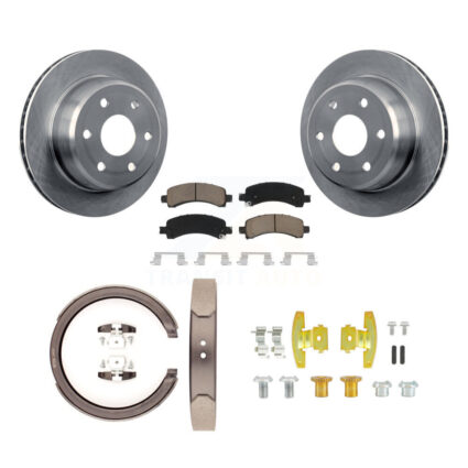 Rear Disc Rotors Ceramic Pads Parking Shoes & Hardware Kit For Chevrolet GMC Express 1500 K8C-104378