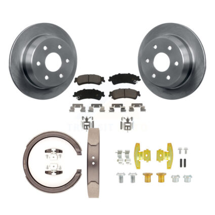 Rear Disc Rotors Ceramic Pads Parking Shoes Hardware Kit For GMC Chevrolet Sierra 1500 XL K8C-104380