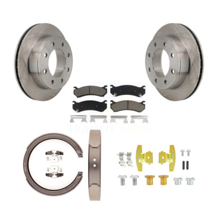 Rear Disc Rotors Ceramic Pads Parking Shoes Hardware Kit For Chevrolet Silverado 1500 HD K8C-104382