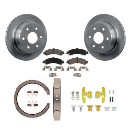 Rear Disc Rotors Ceramic Pads Parking Shoes Hardware Kit For Chevrolet Suburban 1500 4WD K8C-104384
