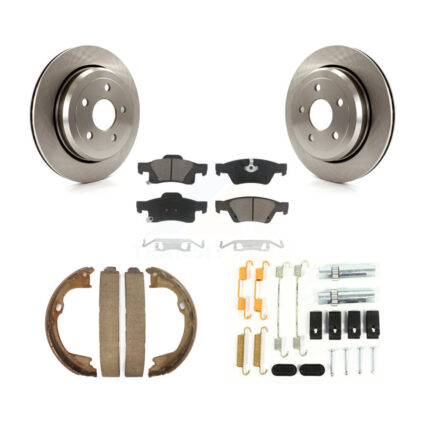 Rear Disc Rotors Ceramic Pads Parking Shoes & Hardware Kit For Jeep Grand Cherokee Dodge K8C-104385