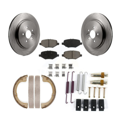 Rear Disc Rotors Ceramic Pads Parking Brake Shoes And Hardware Kit For Lincoln MKT K8C-104396