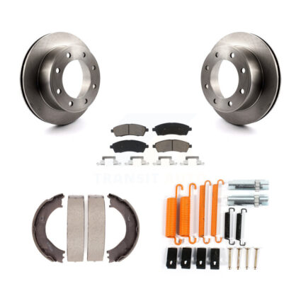Rear Disc Rotors Ceramic Pads Parking Shoes Hardware Kit For Ford F-350 Super Duty F-250 K8C-104398