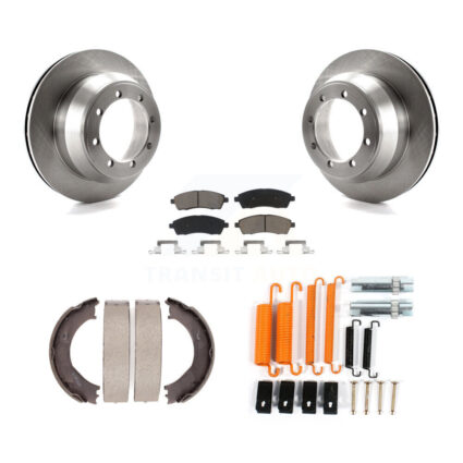 Rear Disc Rotors Ceramic Pads Parking Brake Shoes Hardware Kit For Ford F-350 Super Duty K8C-104399