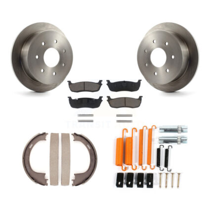 Rear Disc Rotors Ceramic Pads Parking Shoes Hardware Kit For Ford F-250 With 7 Lug Wheels K8C-104400