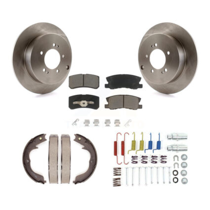 Rear Disc Rotors Ceramic Pads Parking Shoes Hardware Kit For Mitsubishi Lancer Outlander K8C-104410