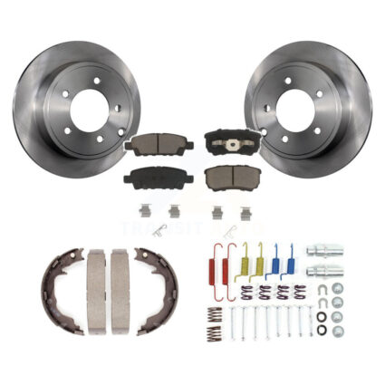 Rear Disc Rotors Ceramic Pads Parking Brake Shoes And Hardware Kit For Mitsubishi Lancer K8C-104411