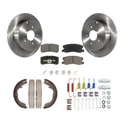 Rear Disc Rotors Ceramic Pads Parking Brake Shoes & Hardware Kit For Mitsubishi Endeavor K8C-104414