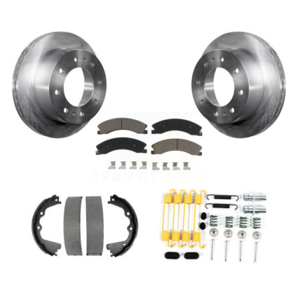 Rear Disc Rotors Ceramic Pads Parking Shoes Hardware Kit For GMC Sierra 2500 HD Chevrolet K8C-104419