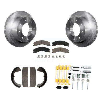Rear Disc Rotors Ceramic Pads Parking Shoes Hardware Kit For Chevrolet Silverado 2500 HD K8C-104420