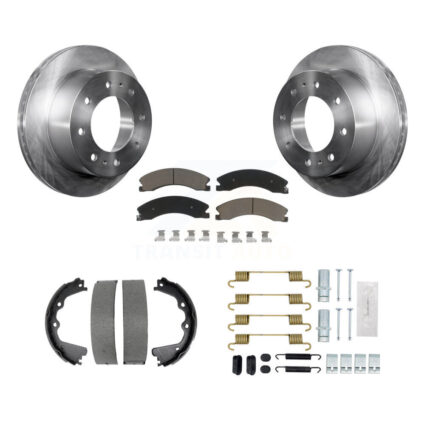 Rear Disc Rotors Ceramic Pads Parking Shoes Hardware Kit For GMC Sierra 2500 HD Chevrolet K8C-104421