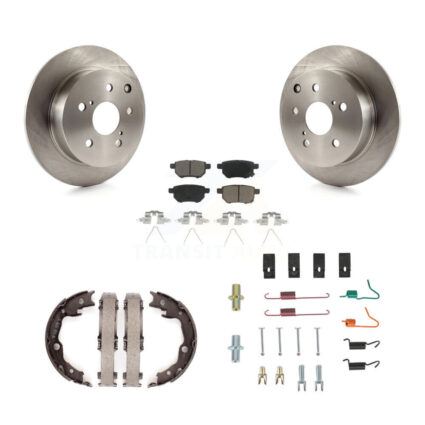 Rear Disc Rotors Ceramic Pads Parking Brake Shoes Hardware Kit For 2010 Toyota Matrix XRS K8C-104431