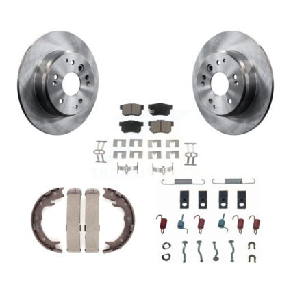 Rear Disc Rotors Ceramic Pads Parking Brake Shoes Hardware Kit For Acura TL Honda Element K8C-104432