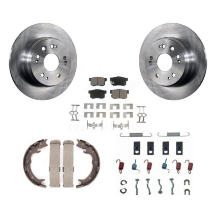 Rear Disc Rotors Ceramic Pads Parking Brake Shoes & Hardware Kit For 2002-2004 Honda CR-V K8C-104433