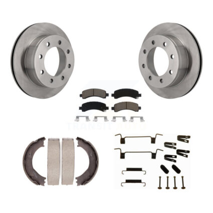 Rear Disc Rotors Ceramic Pads Parking Shoes & Hardware Kit For Chevrolet GMC Express 3500 K8C-104440