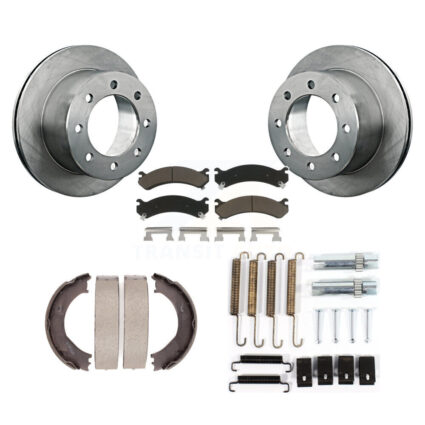 Rear Disc Rotors Ceramic Pads Parking Shoes Hardware Kit For Chevrolet Silverado 3500 GMC K8C-104441