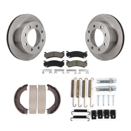 Rear Disc Rotors Ceramic Pads Parking Shoes & Hardware Kit For GMC Sierra 3500 Chevrolet K8C-104442