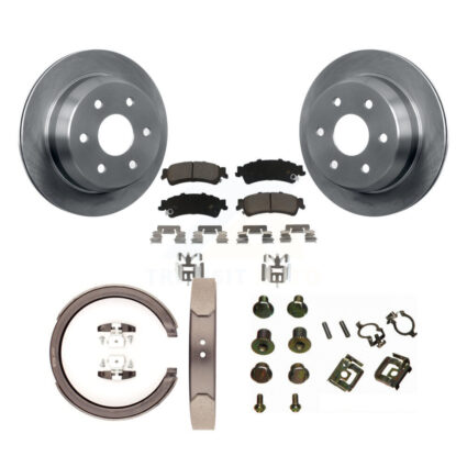 Rear Disc Rotors Ceramic Pads Parking Shoes Hardware Kit For Chevrolet GMC Silverado 1500 K8C-104446