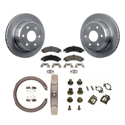 Rear Disc Rotors Ceramic Pads Parking Shoes Hardware Kit For Chevrolet Silverado 1500 GMC K8C-104450