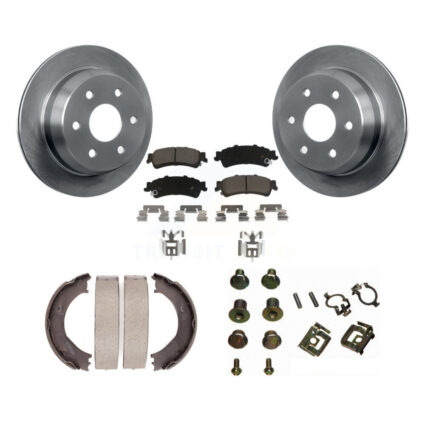 Rear Disc Rotors Ceramic Pads Parking Shoes Hardware Kit For Chevrolet Silverado 1500 GMC K8C-104454