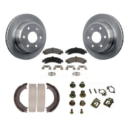 Rear Disc Rotors Ceramic Pads Parking Shoes Hardware Kit For Chevrolet Silverado 1500 GMC K8C-104455