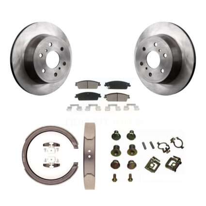 Rear Disc Rotors Ceramic Pads Parking Shoes Hardware Kit For Chevrolet Silverado 1500 GMC K8C-104456