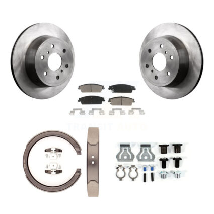 Rear Disc Rotors Ceramic Pads Parking Shoes Hardware Kit For Chevrolet GMC Sierra 1500 XL K8C-104457
