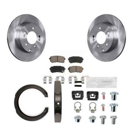 Rear Disc Rotors Ceramic Pads Parking Brake Shoes And Hardware Kit For Kia Optima K8C-104464