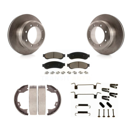 Rear Disc Rotors Ceramic Pads Parking Shoes Hardware Kit For Ford F-350 Super Duty F-450 K8C-104467