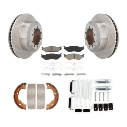 Rear Disc Rotors Ceramic Pads Parking Brake Shoes Hardware Kit For Ford F-450 Super Duty K8C-104468