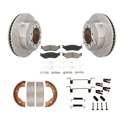 Rear Disc Rotors Ceramic Pads Parking Brake Shoes Hardware Kit For Ford F-450 Super Duty K8C-104470