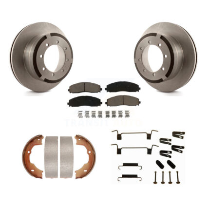 Rear Disc Rotors Ceramic Pads Parking Brake Shoes Hardware Kit For Ford F-450 Super Duty K8C-104471