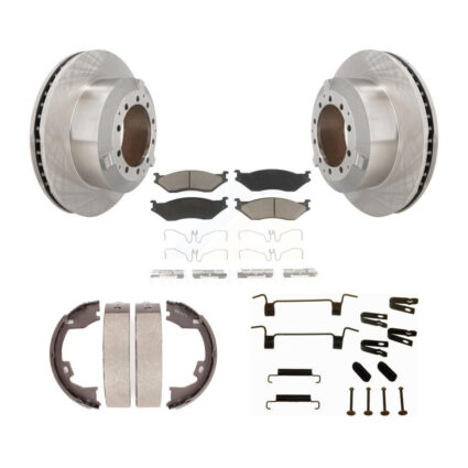 Rear Disc Rotors Ceramic Pads Parking Shoes Hardware Kit For Ford F-450 Super Duty IC AC K8C-104472