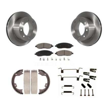 Rear Disc Rotors Ceramic Pads Parking Shoes Hardware Kit For Ford F-350 Super Duty F-250 K8C-104474
