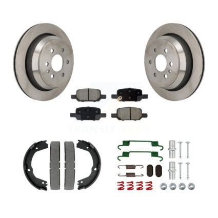 Rear Disc Rotors Ceramic Pads Parking Brake Shoes Hardware Kit For Chevrolet Colorado GMC K8C-104477
