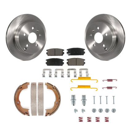 Rear Disc Rotors Ceramic Pads Parking Brake Shoes Hardware Kit For Chevrolet Equinox GMC K8C-104478