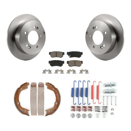 Rear Disc Rotors Ceramic Pads Parking Brake Shoes & Hardware Kit For 2007-2010 Kia Optima K8C-104479
